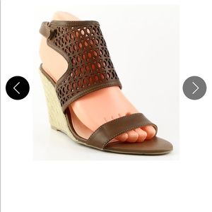 Brown leather espadrille wedge